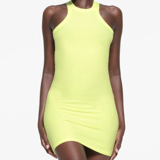SKIMS Soft Lounge High Crewneck Tank Mini Dress Womens XS Lemonade Sleeveless