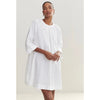 Jenni Kayne Linen August Dress Womens L White Relaxed Mini Shirt 3/4 Sleeve