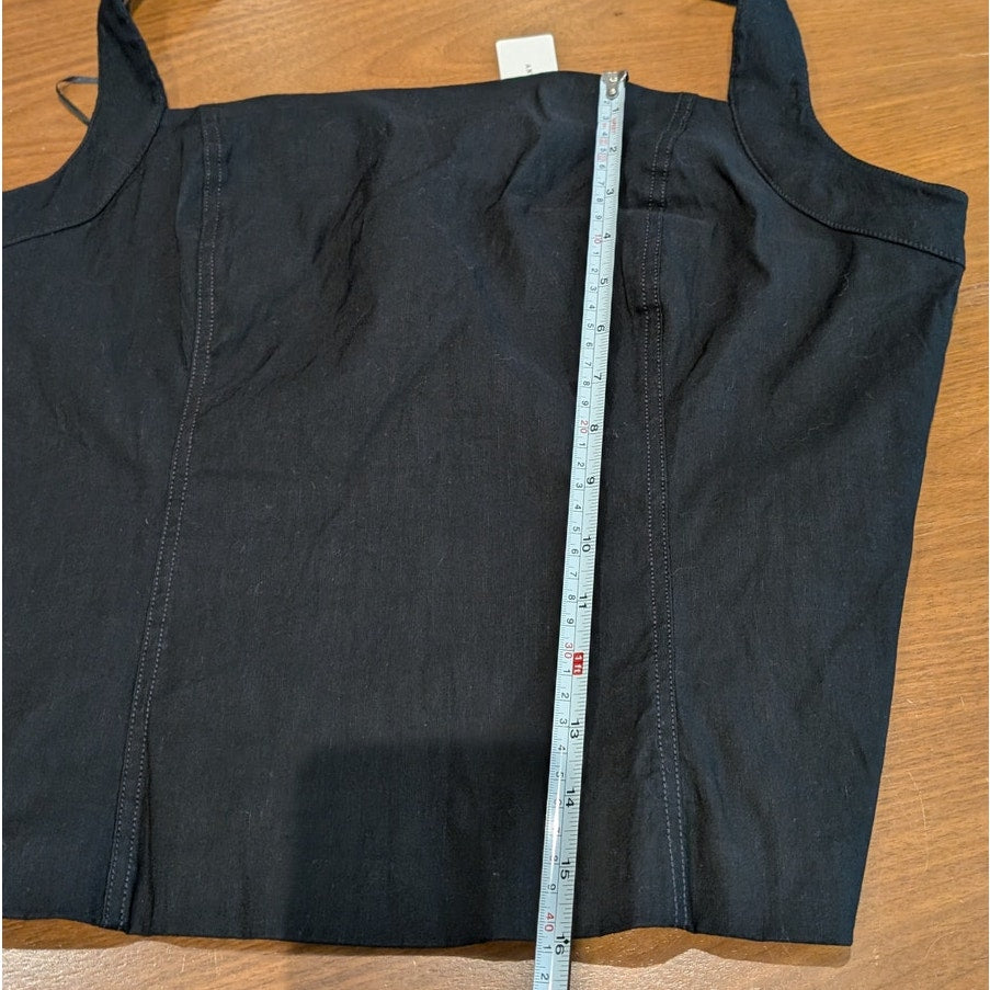 Maeve Anthropologie Top Womens XL Black Halter Linen Blend Structured Corset NWT