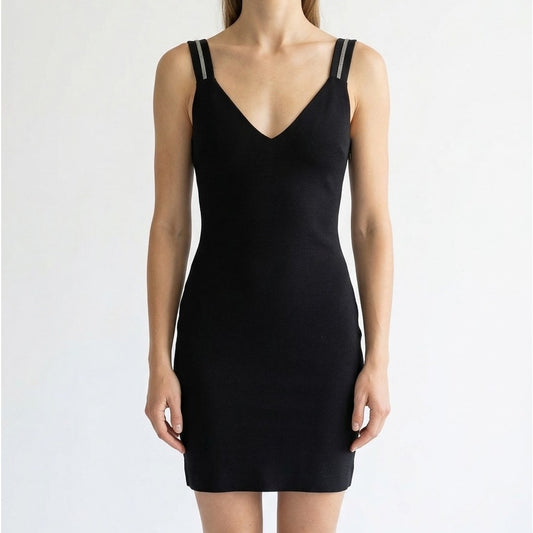Just Cavalli Dress Womens IT42/US 6 Black Sleeveless Bodycon Slim Mini Logo NWT