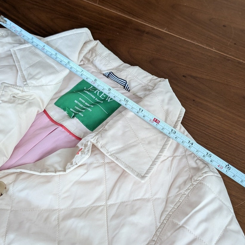 J.Crew Quilted Lady Classic Fit Cream Shirt Jacket with PrimaLoft®, size M