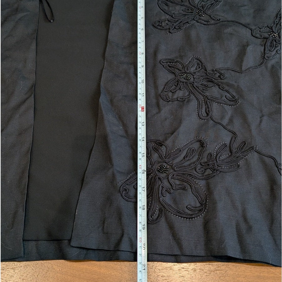 Zara Black Floral Embroidery Beaded Open Front Kimono Jacket, size M-L