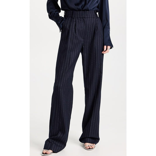 Favorite Daughter The Favorite Pants Womens 14 Navy Pinstripe Twill Wide Leg