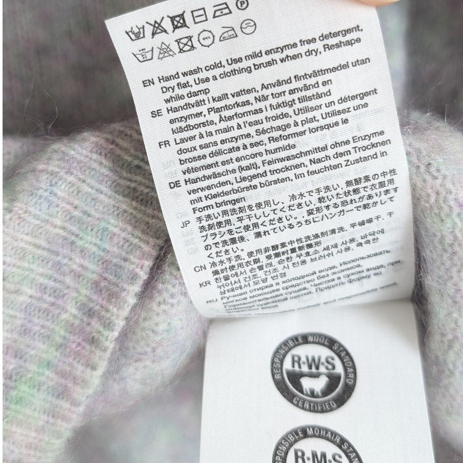 Acne Studios Gray Knit Mohair Wool Oversized Unisex Sweater, size 2XS