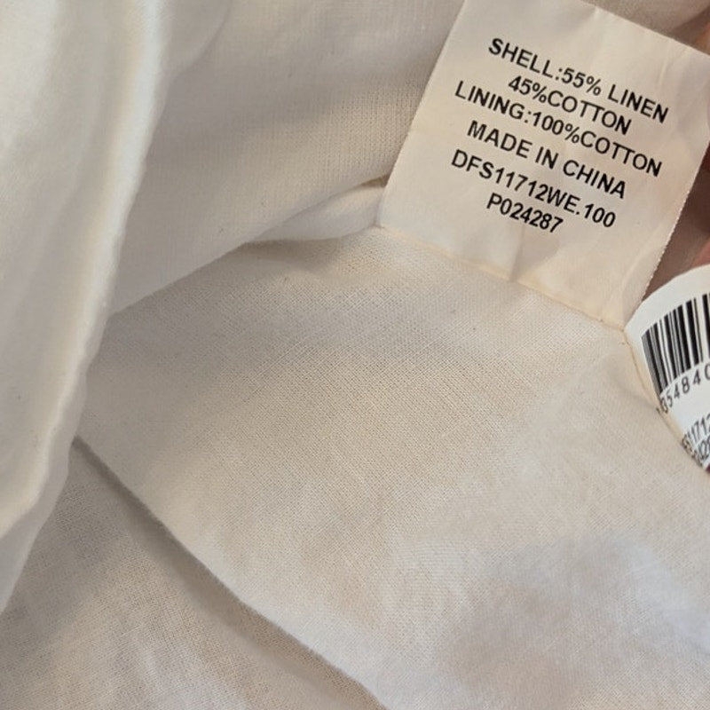 Dissh Nadia White Linen Smock Dress Womens 6 Long Sleeve Tunic Shirt Mini