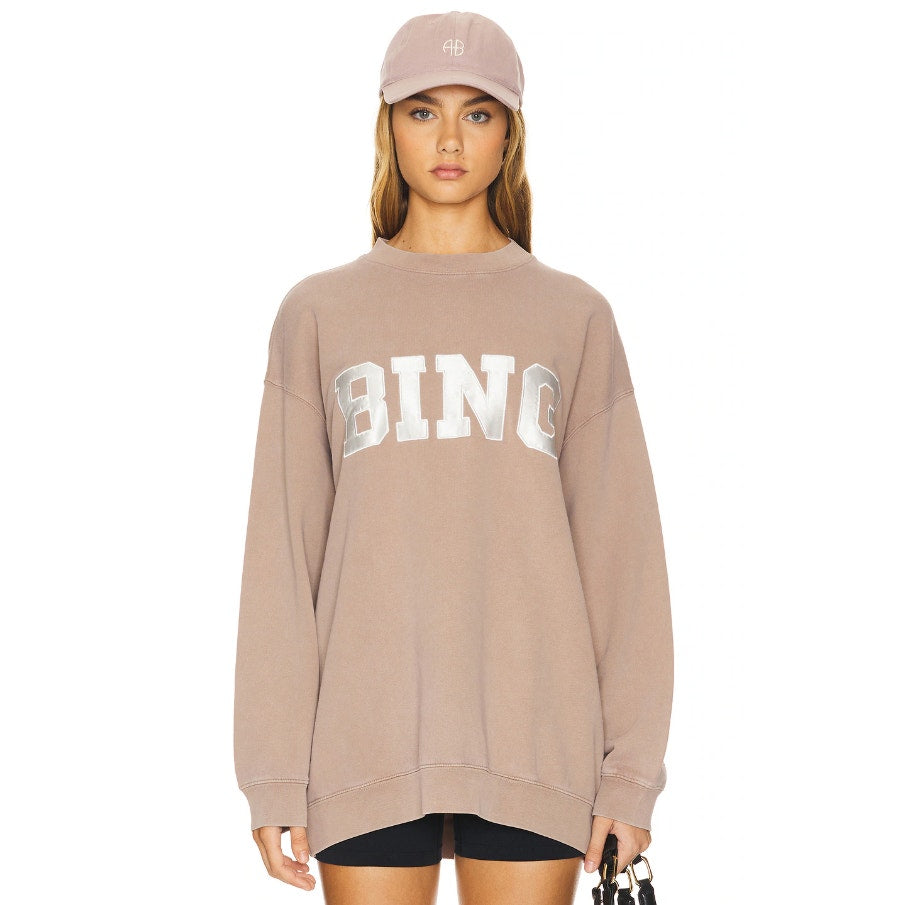 Anine Bing Tyler Sweatshirt Womens M Washed Iron Logo Crewneck Long Sleeve