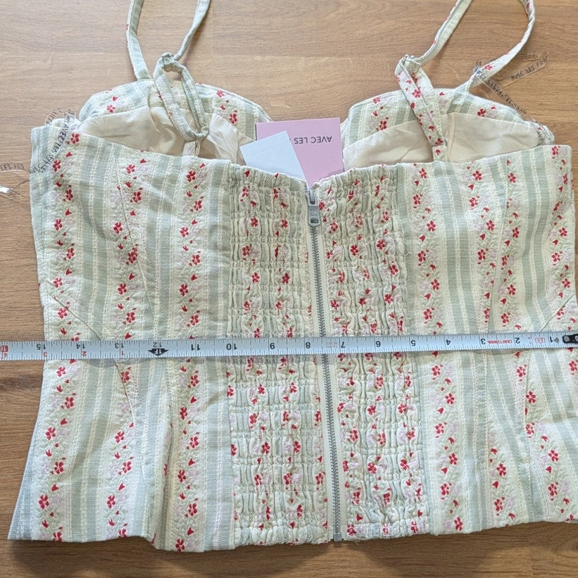 Avec Les Filles Sweetheart Neck Mini Bustier Top Womens L French Stripe NWT