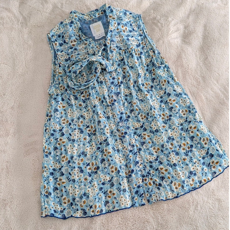 Anthropologie Anna Sui Forget Me Not Floral Silk Sleeveless Button Blouse, sz 2