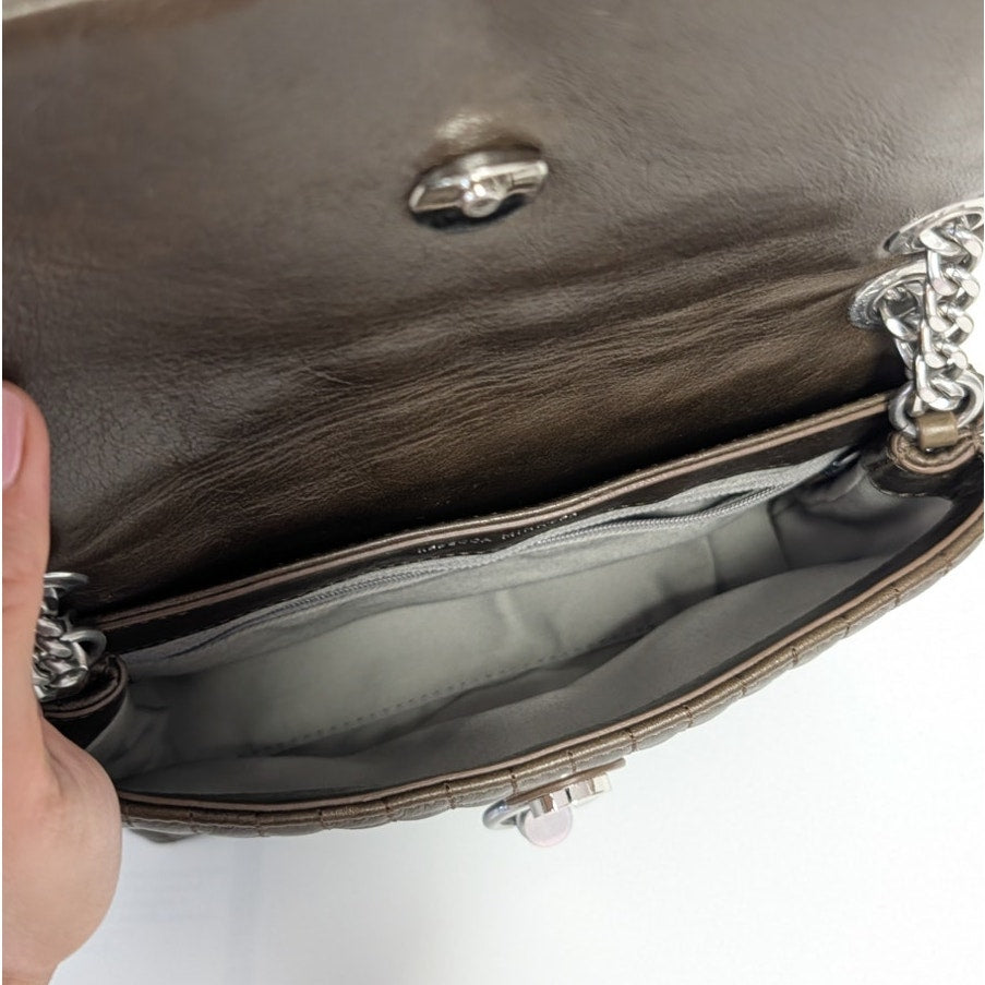 Rebecca Minkoff Edie Crystal Embellished Leather Quilted Crossbody Bag In Brown