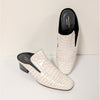 Dries Van Noten Leather Croc Print Mules Womens IT 39.5/US 9.5 White Heeled