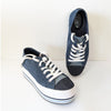 Michael Kors Ronnie Platform Sneaker Womens 9.5M Blue Denim Logo Lace Up Low Top