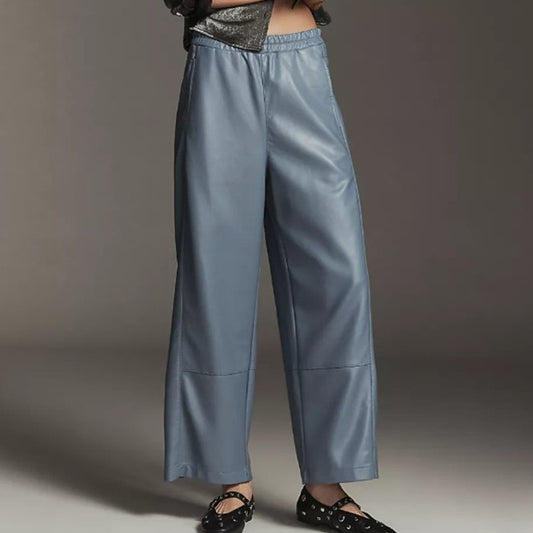 Pilcro The Izzie Relaxed Pull-On Barrel Pants Womens L Faux Leather Edition