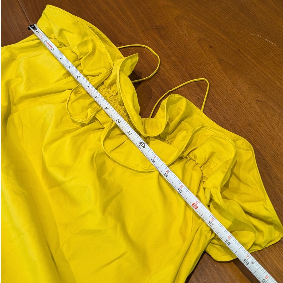 H&M HM Yellow Cotton Sleeveless Ruffle Midi Maxi Dress, Size M