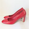 Stuart Weitzman Leather Pumps Womens 9.5B Red Round Toe Stable Heeled NWOT