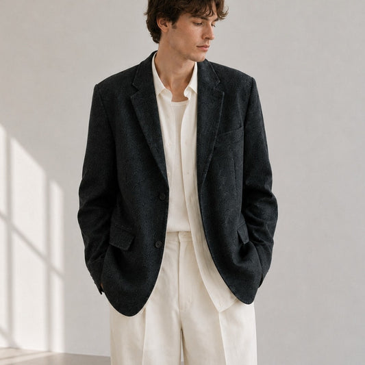 PRADA Wool Blend Single-Breasted Blazer Unisex Mens IT 50/US L Navy Long Sleeve