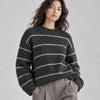 COS Charcoal Striped Alpaca Wool Blend Crewneck Long Sleeve Relaxed Sweater XS