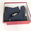 Salvatore Ferragamo Navy Gancini Monogram Denim Biker Combat Boots Womens 9.5