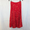 Reformation Zoe Red Floral A-line Midi Skirt Side Slit Size 0