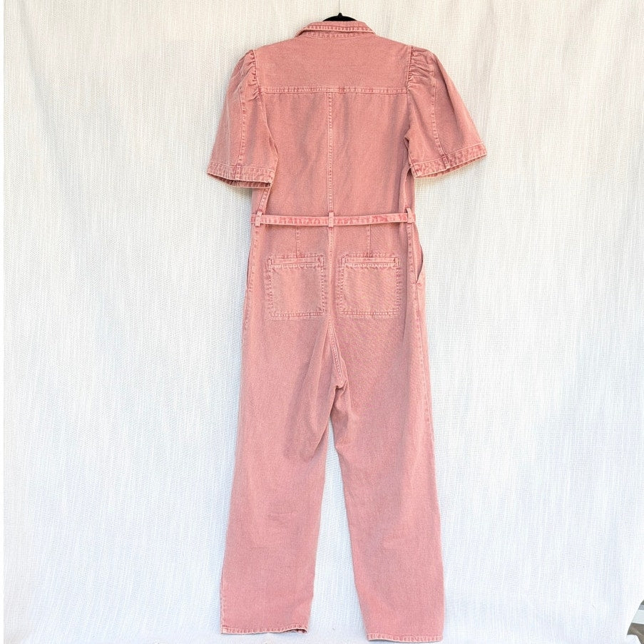 Sea NY Corbin Pink Short Sleeve Long Denim Jumpsuit, Size 10