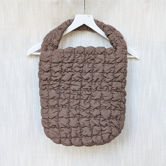 COS Dark Mole Quilted Pillowy Padded Mini Tote Bag Handbag