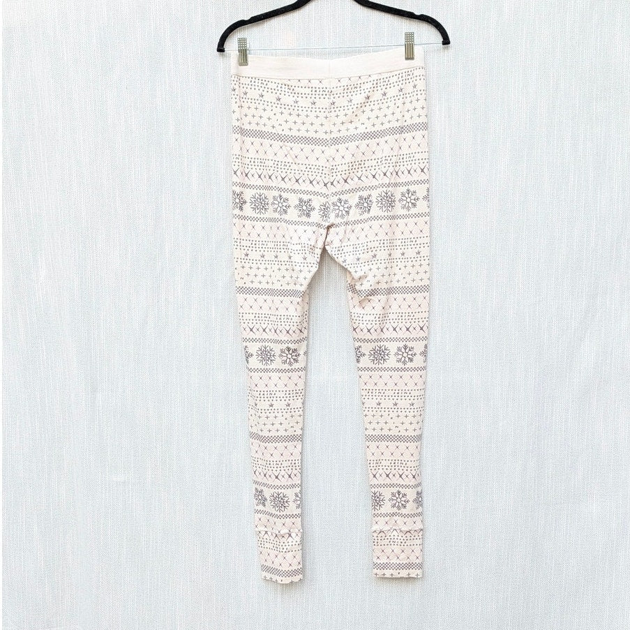 SKIMS Logo Plush Pointelle Legging Womens L Cream Fair Isle High-rise Slim Ankle