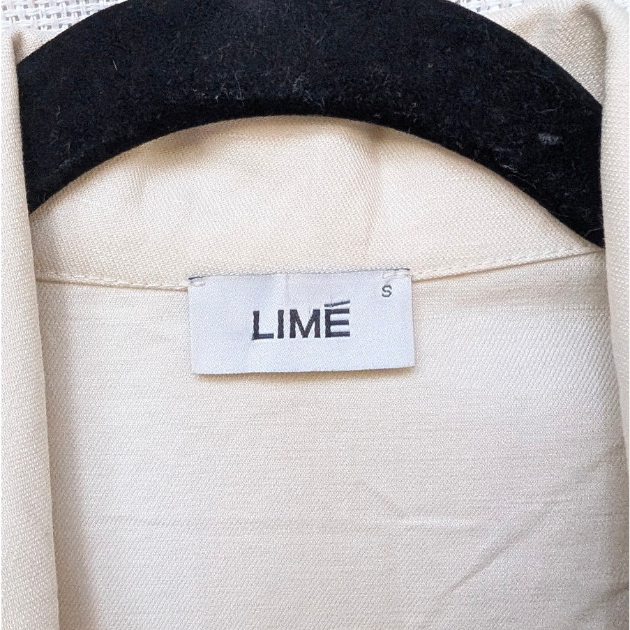 Lime Jumpsuit Womens S Ivory Linen Short Sleeve V-neck Zip Mid-thigh Catsuit