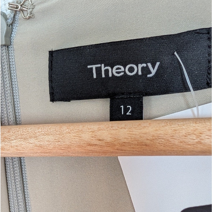 Theory Linen Blend Mini Dress Womens 12 Multi Striped Sleeveless V-neck