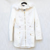 Via Spiga White Hooded Faux Fur Full Zip Quilted Coat Jacket, size XS