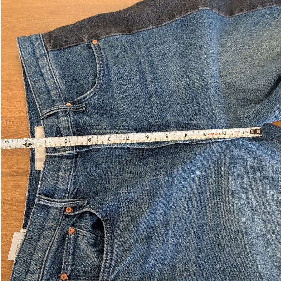 Mother The Half Pipe Flood Jeans Womens 28 Blue High-rise Wide Curved Leg