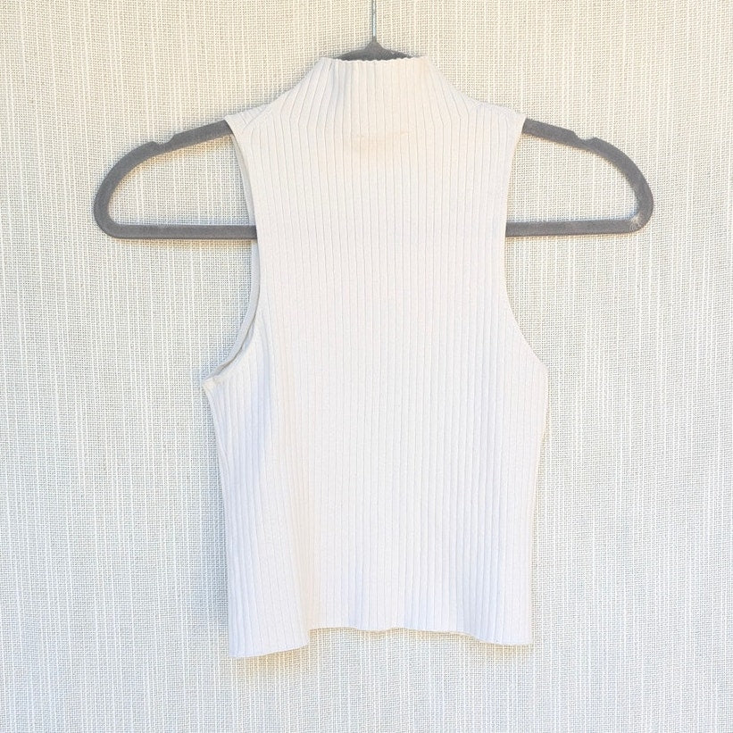 Reformation Tallulah Ribbed Sweater Tank Womens M Cotton Turtleneck High Neck