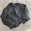 Barneys Men's Originals Black Leather Moto Biker Full Zip Jacket, size M