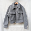 Zara 3046/288/802 Bouclé Cropped Jacket Womens XL Gray Long Sleeve Full Zip