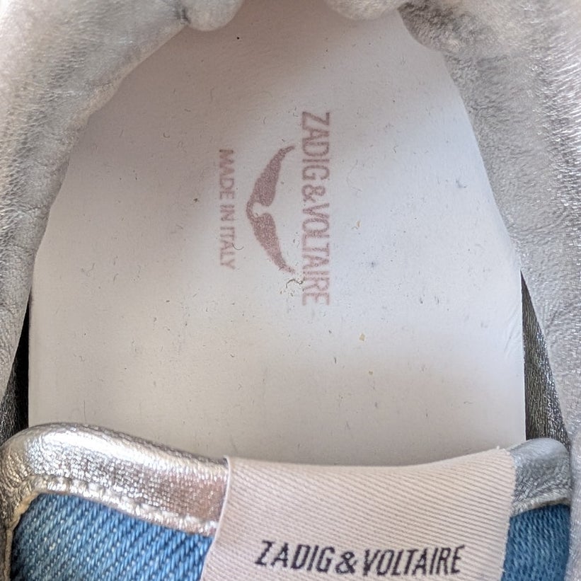 Zadig & Voltaire Jean Denim Sneakers Womens EU40/US 9.5 Multi Lace-up Low Top