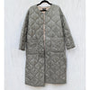 Carbon38 Long Quilted Trench Coat Jacket Women Sz S Olive Nylon Snap Front FA22