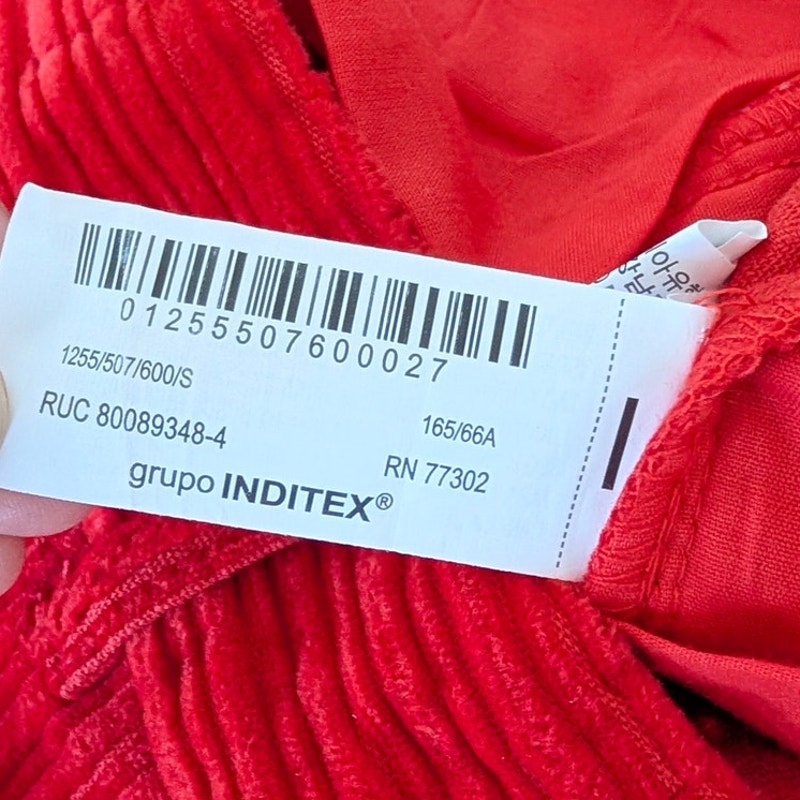 Zara 1255/507/600 Cord Pants Womens S Red High-rise Straight Full Length NWOT