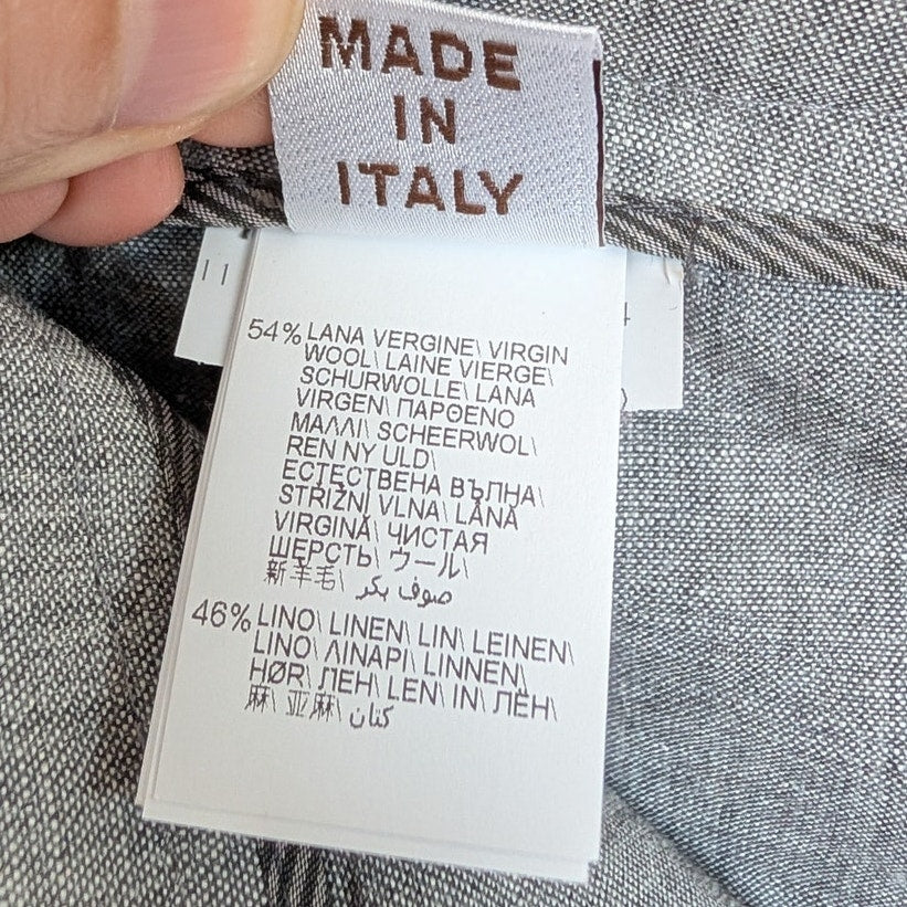 Brunello Cucinelli Wool/Linen Pants Womens 10 Gray High-rise Tapered Trousers