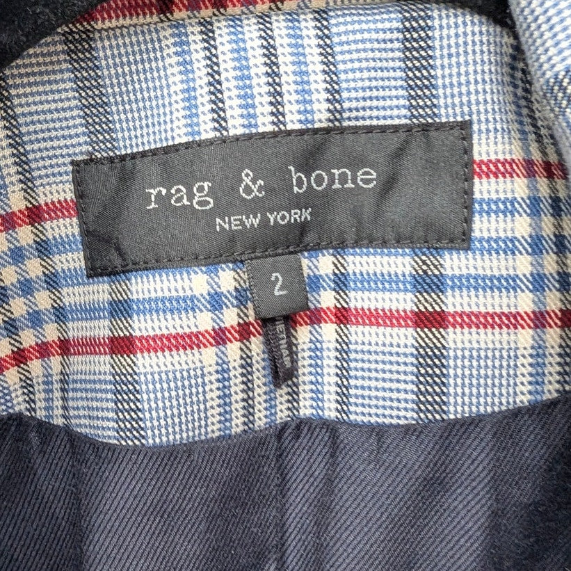 Rag & Bone Elise Wool Blend Plaid Blazer Womens 2 Gray/Blue Double-breasted