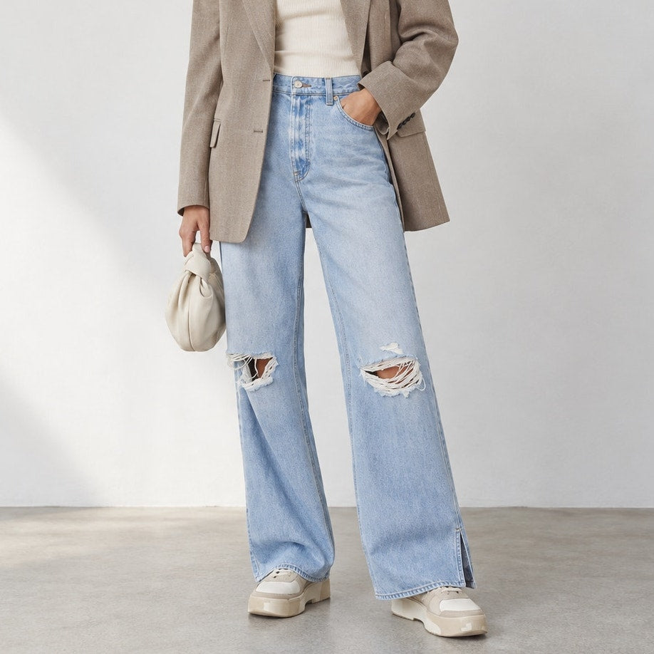 MOTHER SNACKS! The Fun Dip Puddle Sliced Jeans Size 28 Lots Of Nibbles Wash
