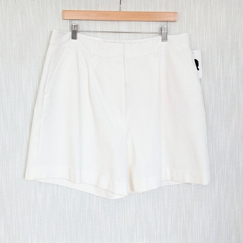 Rag & Bone Irina Ponte Shorts Womens XL White Jersey Pleated High-rise Bermuda