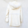 Via Spiga White Hooded Faux Fur Full Zip Quilted Coat Jacket, size XS