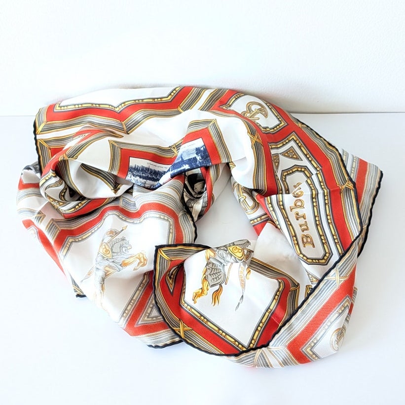 Burberry London England Scarf Unisex Womens Multicolor 100% Silk 90 x 90 cm