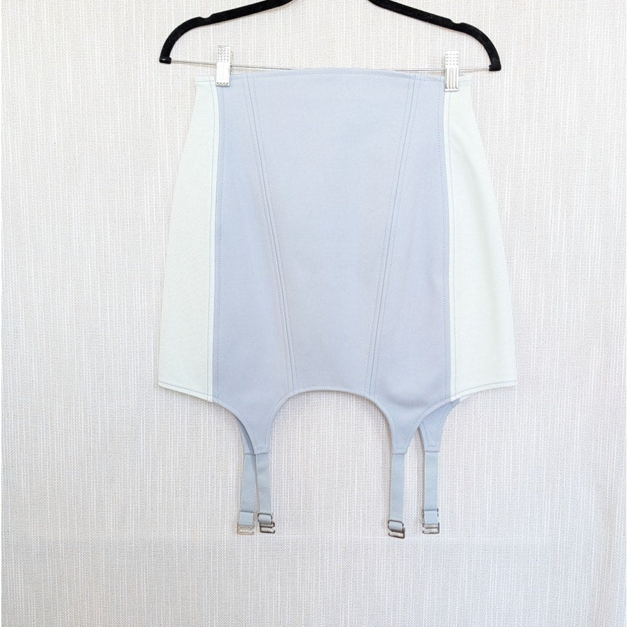 Dion Lee Corset Garter Mini Skirt Womens 6 Blue Jersey Pencil Straight NWT