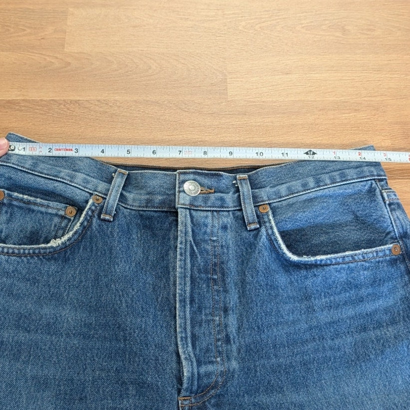 Agolde Riley Jeans Womens 29 Blue Denim High Rise Straight Crop