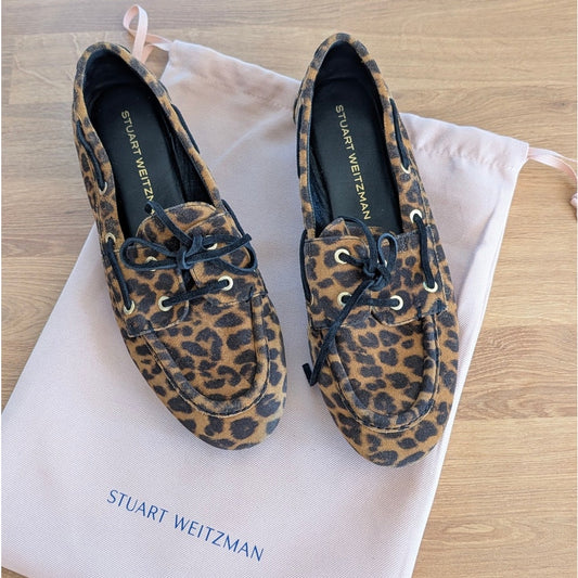 Stuart Weitzman Tinsley Loafers Womens EU 39/US 8.5 Animal Print Leather Flat