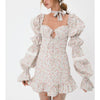 For Love & Lemons Lucca Mini Dress Womens XS Multi Floral Long Sleeve Ruffle NWT