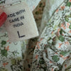 Doen Anusha Floral Print Cotton Midi Dress Womens L Green Summer Nectar Ruffle