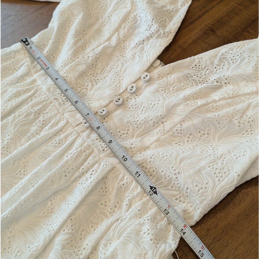 Nicholas Celie Dress Womens 6 NWT White Cotton Featherington Eyelet Midi/Maxi