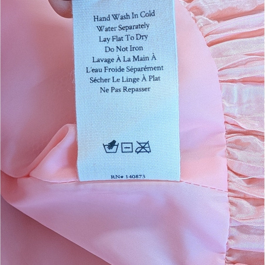 LoveShackFancy Roisen Skirt Womens 0 Pink Crinkled Taffeta A-line Mini