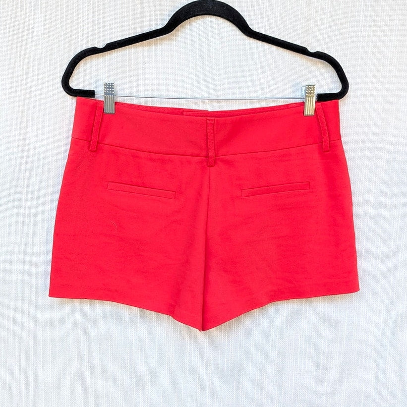 Alice + Olivia Cady Short Womens 10 Red Cotton Mid-rise Tailored Mini