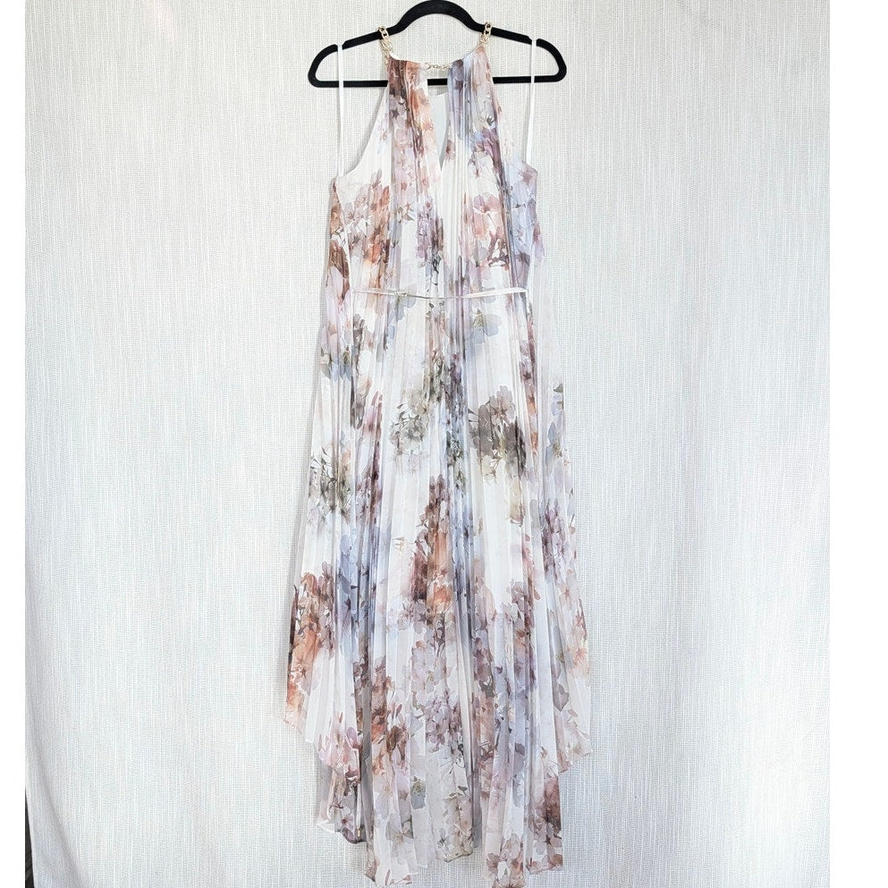 Ted Baker Ammaria Sleeveless Pleated High/Low Dress Womens XS/S Floral Midi